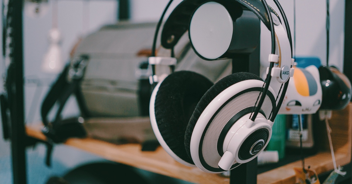 Headphones in a studio