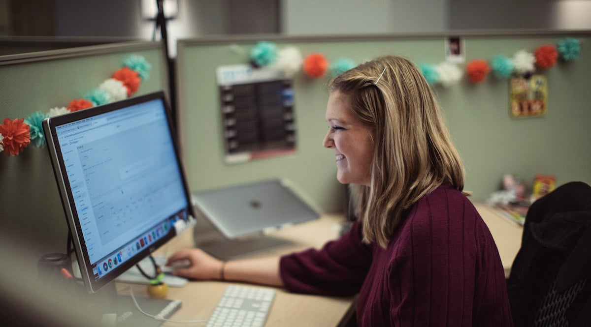 girl working at computer