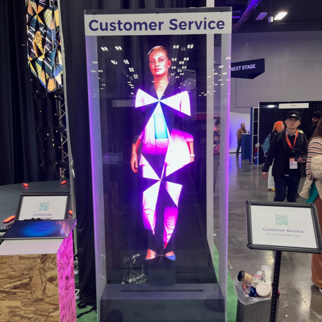 A customer service hologram station at the South by Southwest Film Festival.