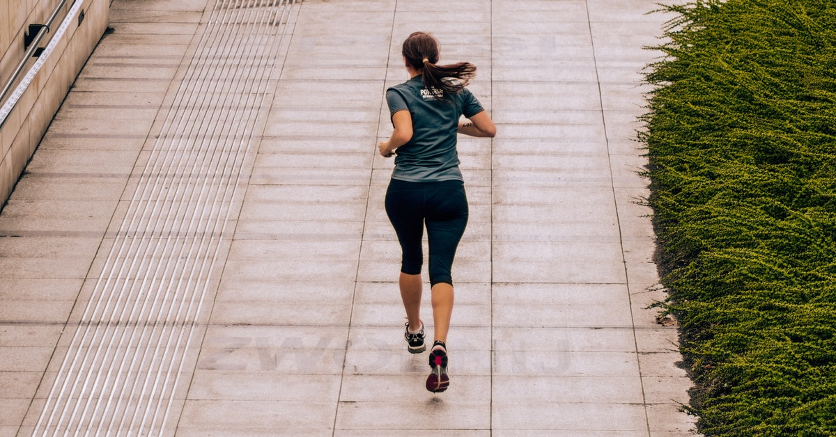 A woman jogging